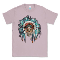 Lilac indian headdress with native american skull Classic Tee - RanaPortraitStore