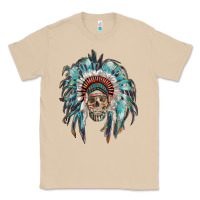 Mushroom indian headdress with native american skull Classic Tee - RanaPortraitStore