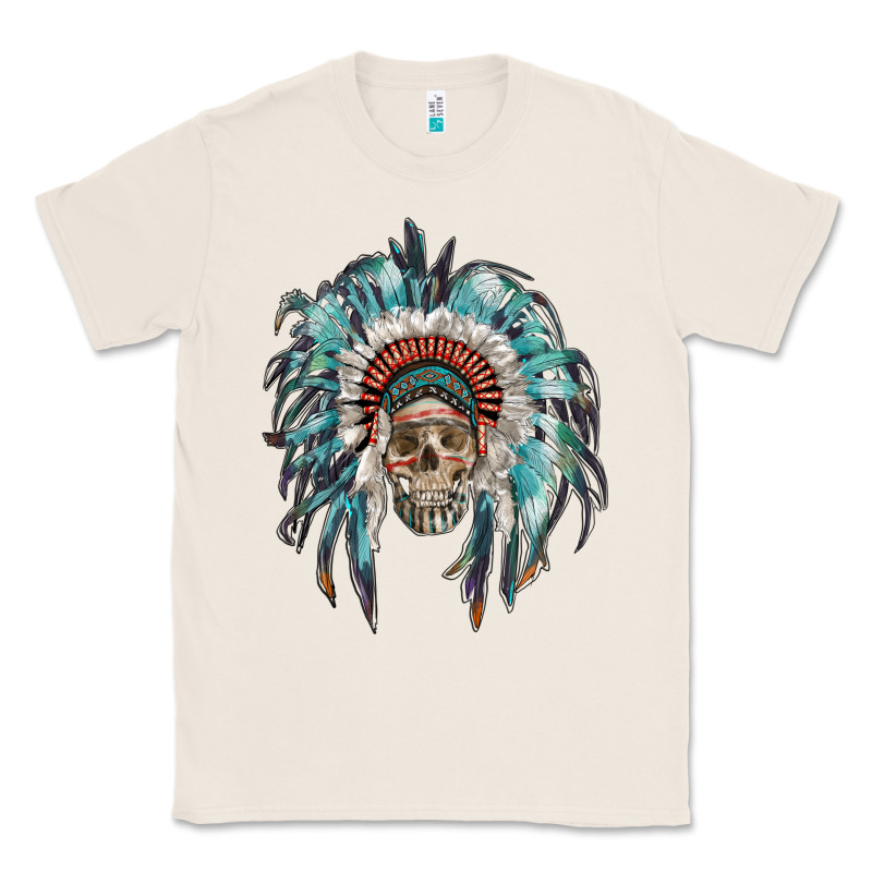 Indian Headdress With Native American Skull Classic Tee by RanaPortraitStore | Teevron