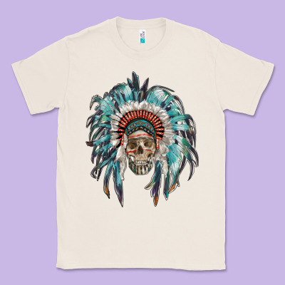 Indian Headdress With Native American Skull Classic Tee Designed By Ranaportraitstore