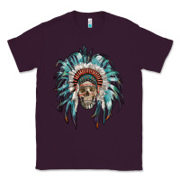 Plum indian headdress with native american skull Classic Tee - RanaPortraitStore