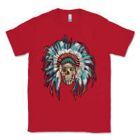 Red indian headdress with native american skull Classic Tee - RanaPortraitStore