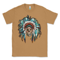Toasted Coconut indian headdress with native american skull Classic Tee - RanaPortraitStore