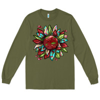Army Green Cherry sunflower Long Sleeve Tee - texasbilliewilder