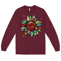 Burgundy Cherry sunflower Long Sleeve Tee - texasbilliewilder