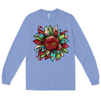 Colony Blue Cherry sunflower Long Sleeve Tee - texasbilliewilder