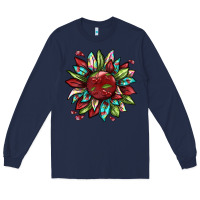 Navy Cherry sunflower Long Sleeve Tee - texasbilliewilder