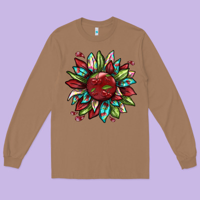 Cherry Sunflower Long Sleeve Tee Designed By Texasbilliewilder