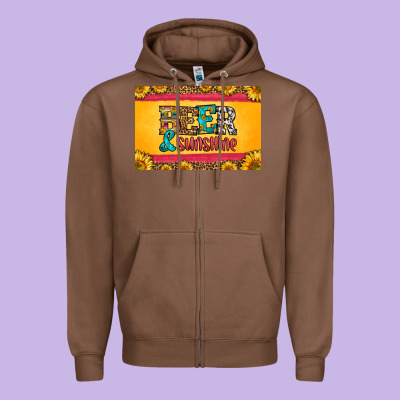 Beer And Sunshine Skinny Metal Can Holder Zipper Hoodie Designed By Hra Design Shop