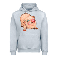 Heather Grey pig Urban Hoodie - MaliasSmallBusiness