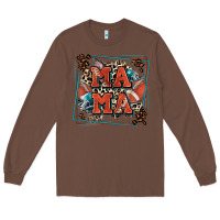Chestnut American football mama with leopard Long Sleeve Tee - Zillion Design Studio
