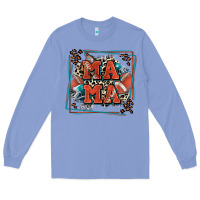 Colony Blue American football mama with leopard Long Sleeve Tee - Zillion Design Studio