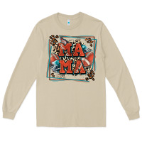 Mushroom American football mama with leopard Long Sleeve Tee - Zillion Design Studio