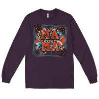 Plum American football mama with leopard Long Sleeve Tee - Zillion Design Studio