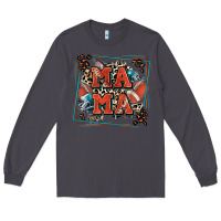 Smoke American football mama with leopard Long Sleeve Tee - Zillion Design Studio