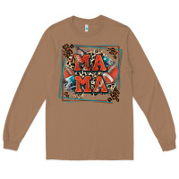 Toasted Coconut American football mama with leopard Long Sleeve Tee - Zillion Design Studio