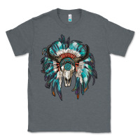 Charcoal Heather indian headdress with bull skull Classic Tee - RanaPortraitStore