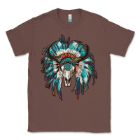 Chestnut indian headdress with bull skull Classic Tee - RanaPortraitStore