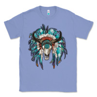 Colony Blue indian headdress with bull skull Classic Tee - RanaPortraitStore