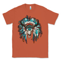 Copper indian headdress with bull skull Classic Tee - RanaPortraitStore
