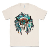 Natural indian headdress with bull skull Classic Tee - RanaPortraitStore