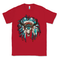Red indian headdress with bull skull Classic Tee - RanaPortraitStore