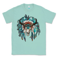 Seafoam indian headdress with bull skull Classic Tee - RanaPortraitStore