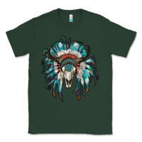 Sports Green indian headdress with bull skull Classic Tee - RanaPortraitStore