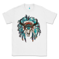 White indian headdress with bull skull Classic Tee - RanaPortraitStore