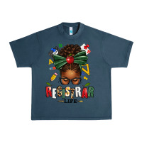Midnight Navy registrar life afro messy bun Urban Heavy Tee - texasbilliewilder