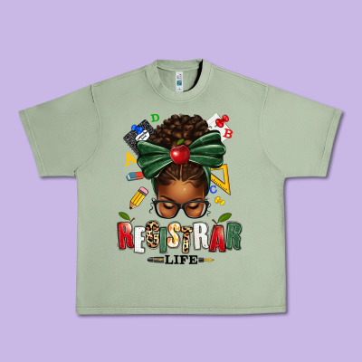 Registrar Life Afro Messy Bun Urban Heavy Tee Designed By Texasbilliewilder