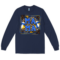 Navy volleyball mama with leopard Long Sleeve Tee - Zillion Design Studio