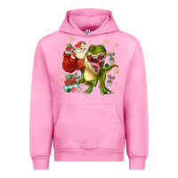 Fuchsia Pink Christmas dinosaur Urban Hoodie - MaliasSmallBusiness
