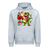 Heather Grey Christmas dinosaur Urban Hoodie - MaliasSmallBusiness