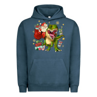 Pigment Midnight Navy Christmas dinosaur Urban Hoodie - MaliasSmallBusiness