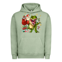 Pigment Oil Green Christmas dinosaur Urban Hoodie - MaliasSmallBusiness