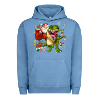 Pigment Pebble Blue Christmas dinosaur Urban Hoodie - MaliasSmallBusiness