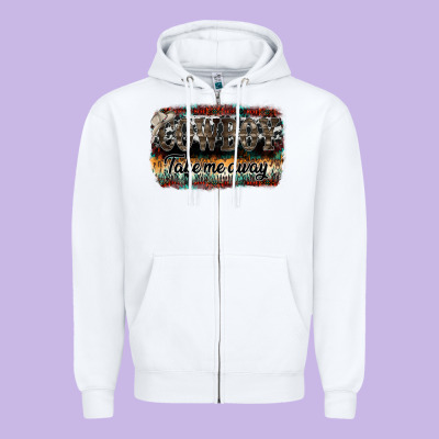 Cowboy Take Me Away Zipper Hoodie Designed By Sublimationcraftshop