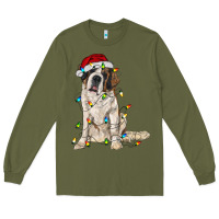 Army Green saint bernard with christmas lights Long Sleeve Tee - RanaPortraitStore