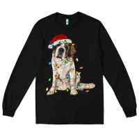 Black saint bernard with christmas lights Long Sleeve Tee - RanaPortraitStore