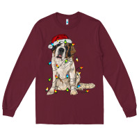 Burgundy saint bernard with christmas lights Long Sleeve Tee - RanaPortraitStore
