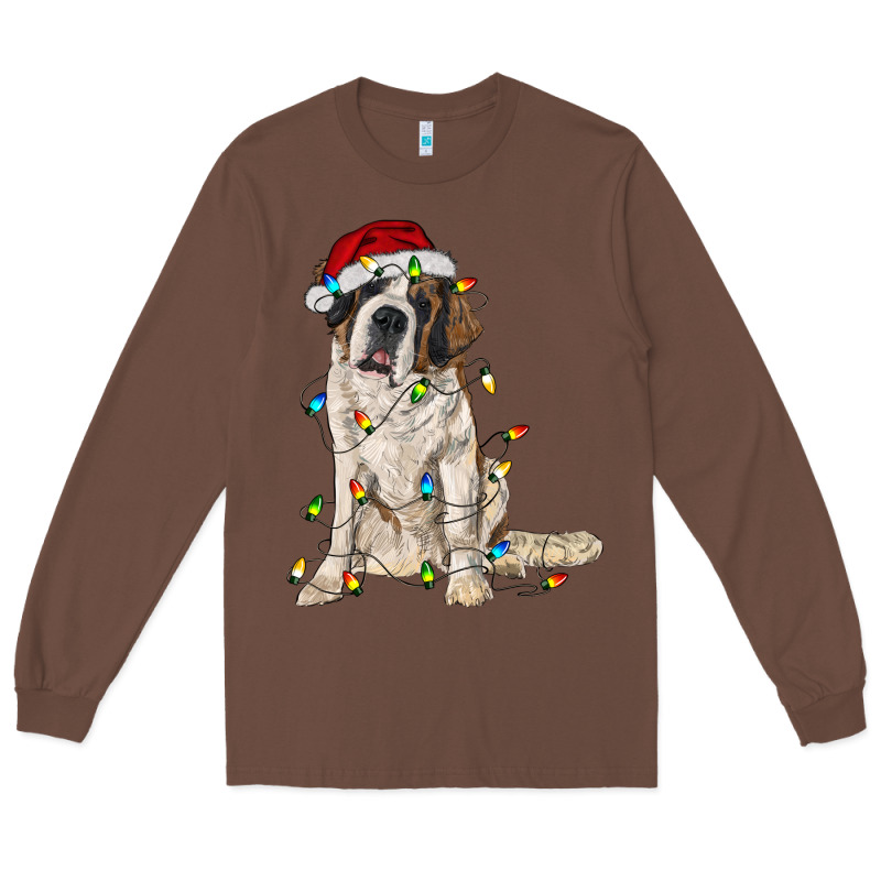 Saint Bernard With Christmas Lights Long Sleeve Tee by RanaPortraitStore | Teevron