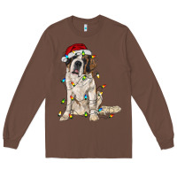 Chestnut saint bernard with christmas lights Long Sleeve Tee - RanaPortraitStore