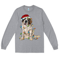 Heather Grey saint bernard with christmas lights Long Sleeve Tee - RanaPortraitStore
