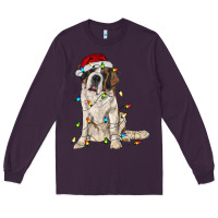 Plum saint bernard with christmas lights Long Sleeve Tee - RanaPortraitStore