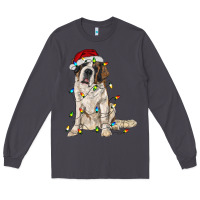 Smoke saint bernard with christmas lights Long Sleeve Tee - RanaPortraitStore