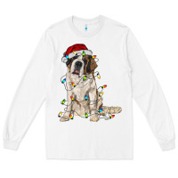 White saint bernard with christmas lights Long Sleeve Tee - RanaPortraitStore