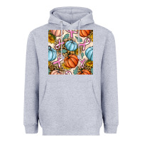 Heather Grey breast cancer awareness with pumpkin and leopard seamless pattern Heavyweight Hoodie - BundleAndBundleShop