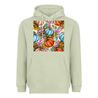 Matcha breast cancer awareness with pumpkin and leopard seamless pattern Heavyweight Hoodie - BundleAndBundleShop