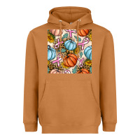 Breast Cancer Awareness With Pumpkin And Leopard Seamless Pattern Heavyweight Hoodie | Teevron